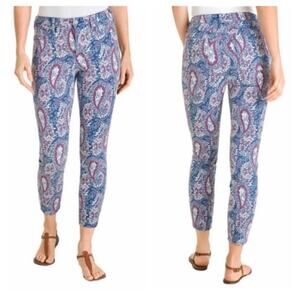 NYDJ for Chico’s Flawless Contour Paisley Floral Skinny Ankle Jeans size 16